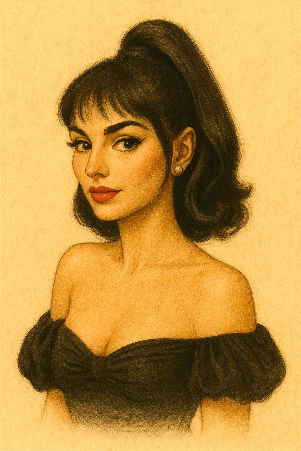 Artistic portrait of a woman with a stylish hairstyle on a beige background