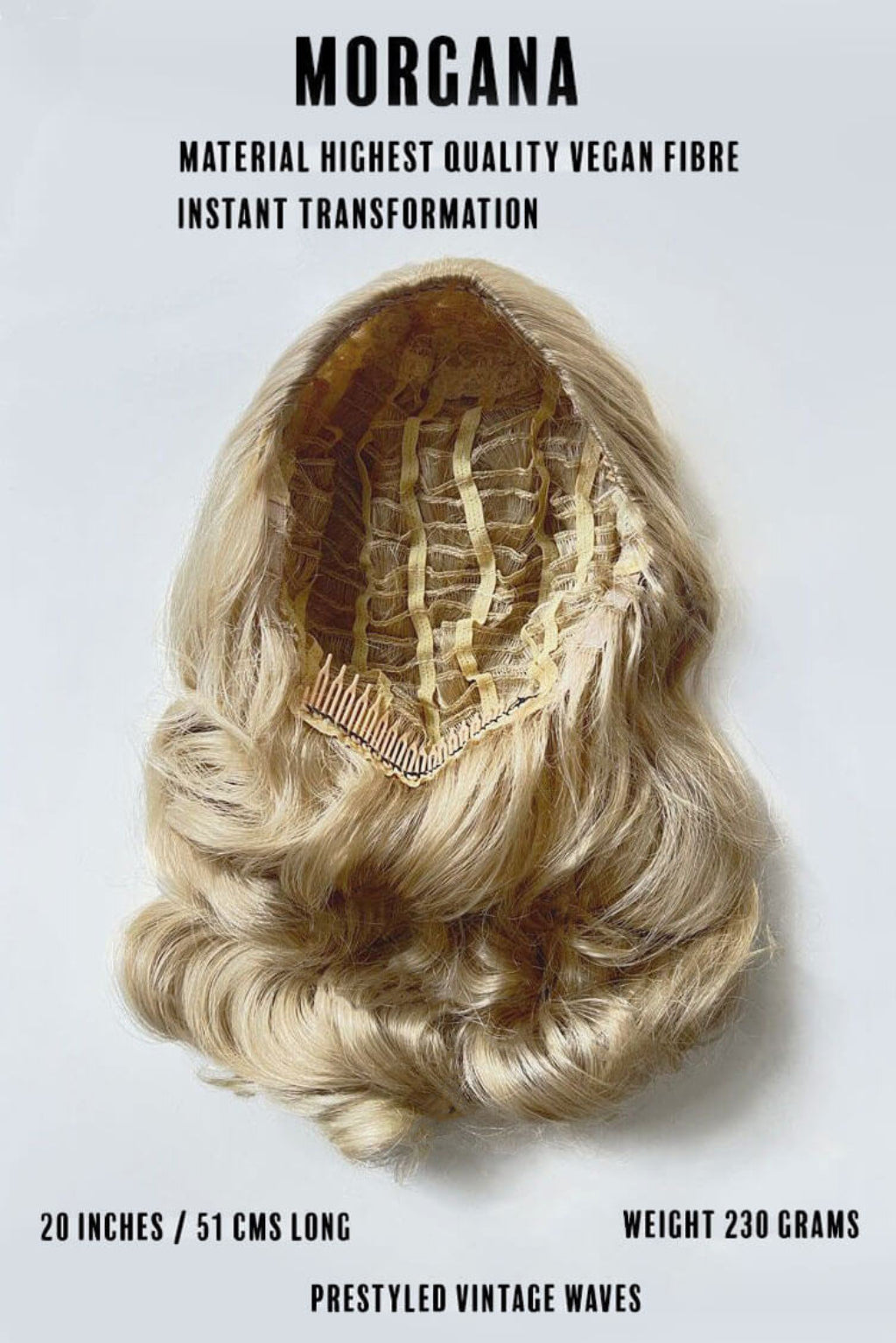 1950s style half wig hairpiece with beautiful waves: Morgana copper red 130