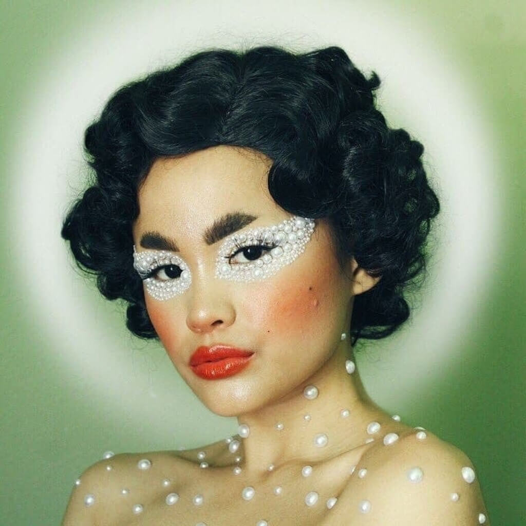 synthetic wig Black 1920s Style Wig with 20s Finger Waves: Cassie