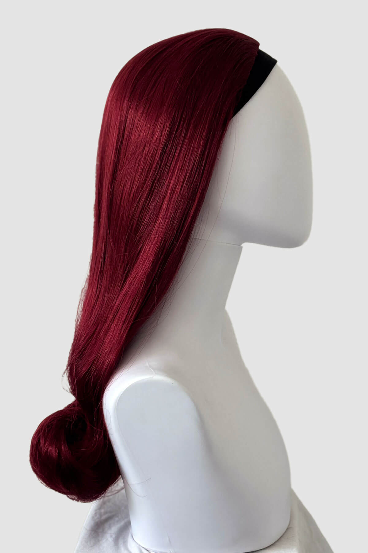 1960s Retro high crown, half wig hairpiece, long with hair flip: Priscilla cherry red 39