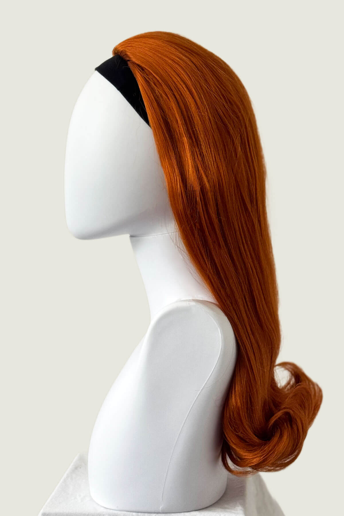 1960s Retro high crown, half wig hairpiece, long with hair flip: Priscilla ginger