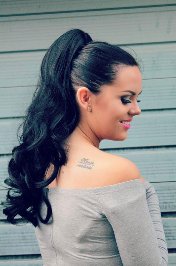 Long ponytail hairpiece, clip-in: Sapphire black 1b