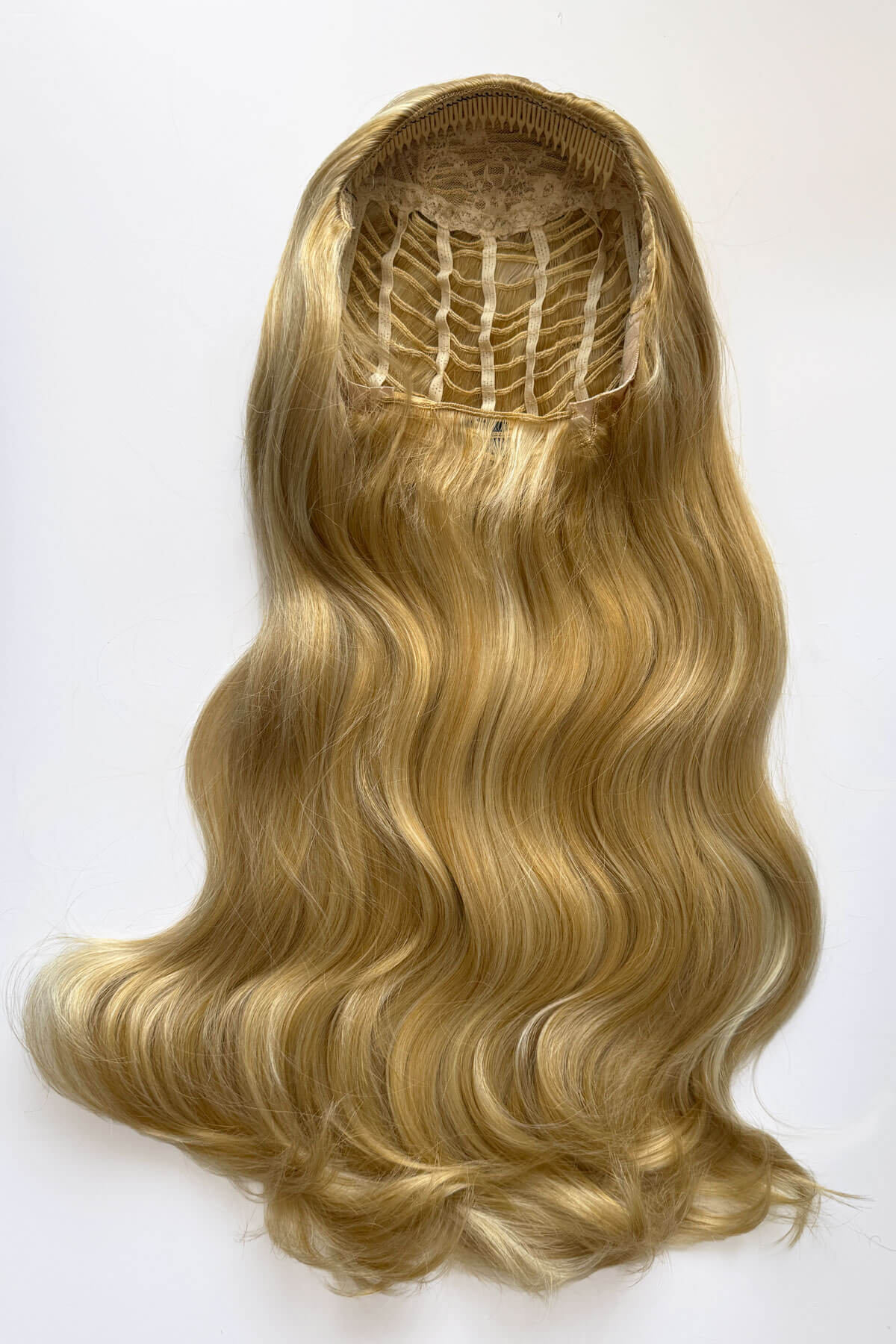 Warm Blonde half wig, Kate - Heat Styleable Extra Long, Gentle Wave Half Wig blonde 24BH613