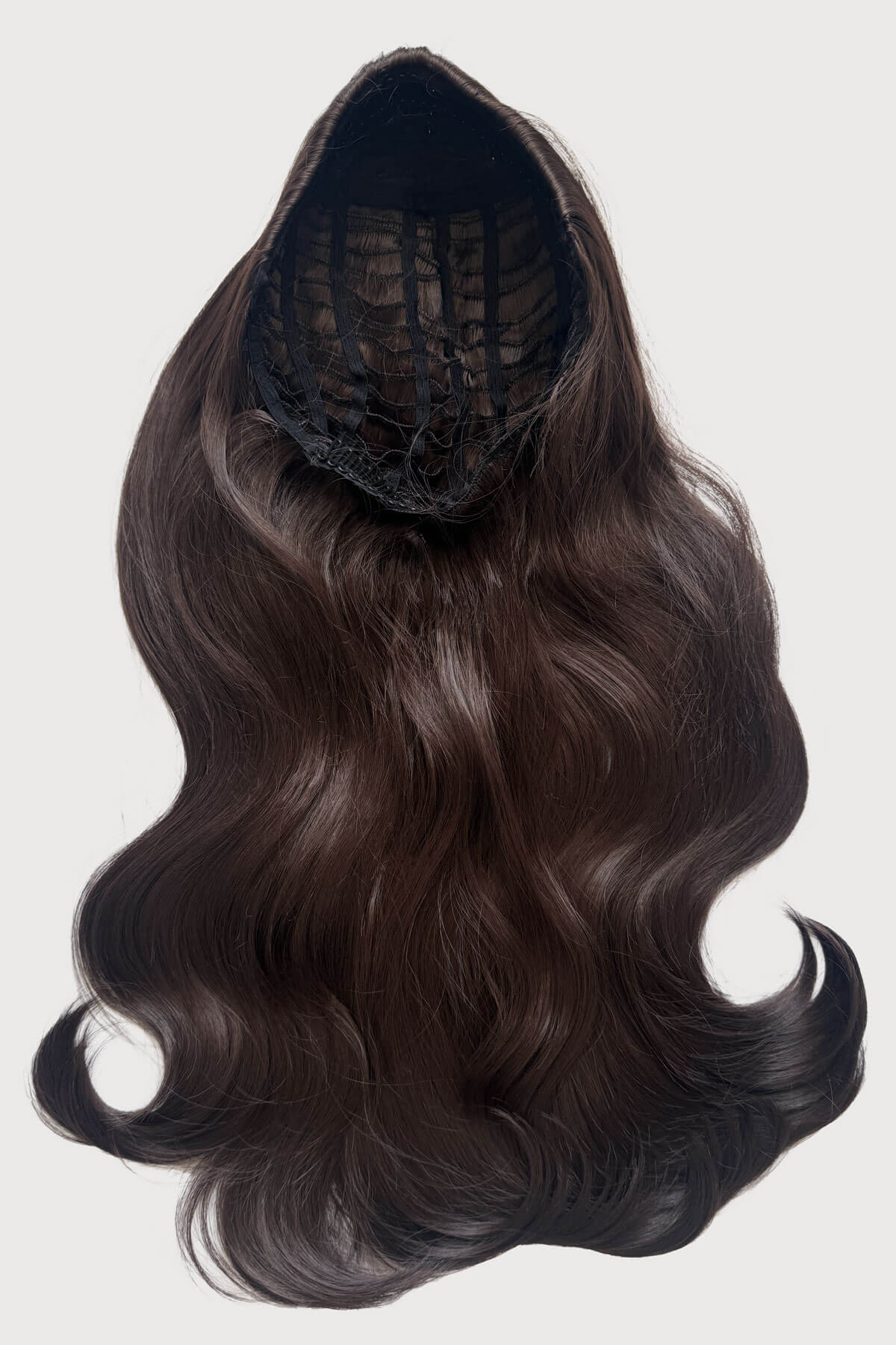 Brown half wig hair piece. Kate - Heat Styleable Extra Long, Gentle Wave Half Wig dark chocolate brown 6
