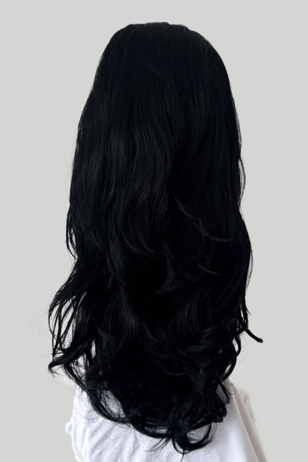 High crown long, wavy half wig and volume ring: Bardot jet black 1