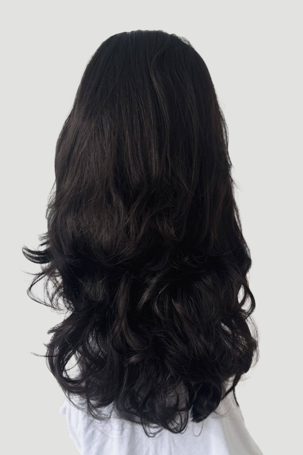 High crown long, wavy half wig and volume ring: Bardot dark brown 4