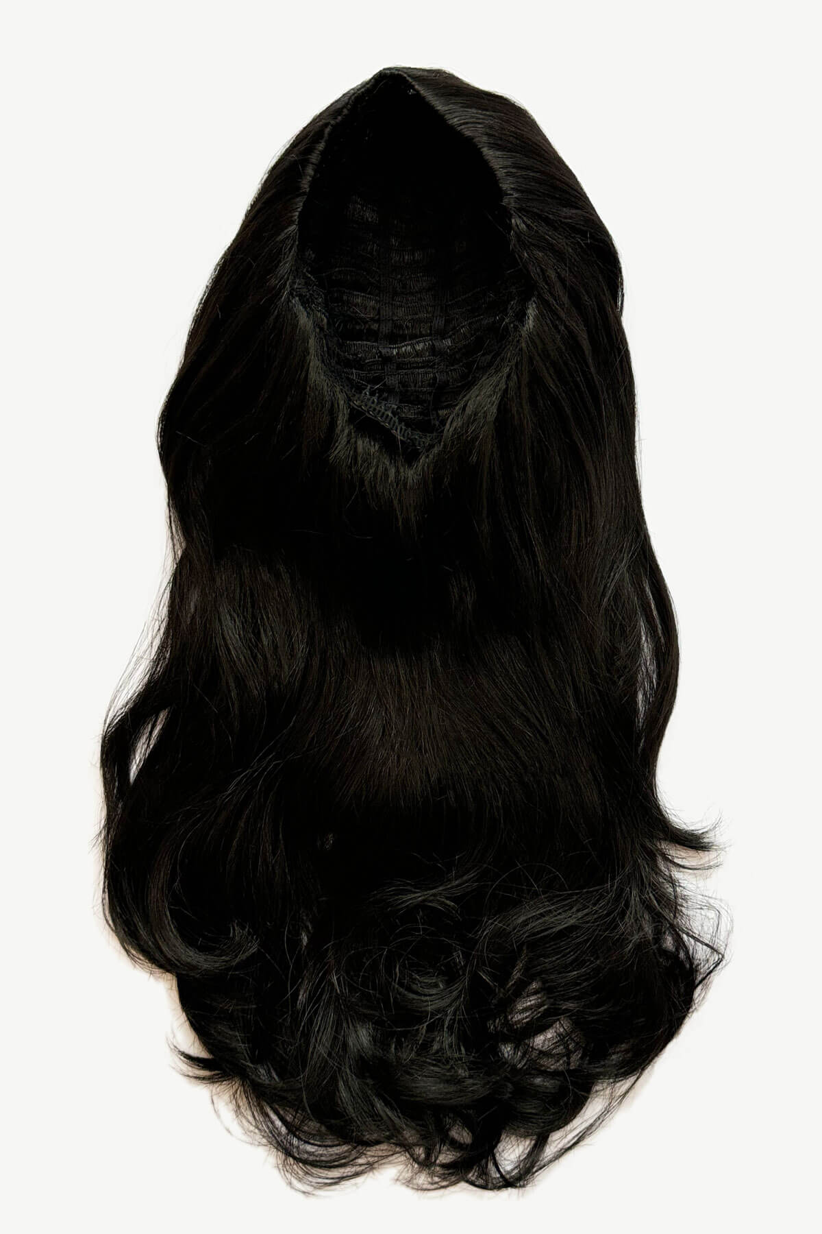 Black half wig hairpiece (3/4 wig), long layers: Aislynn