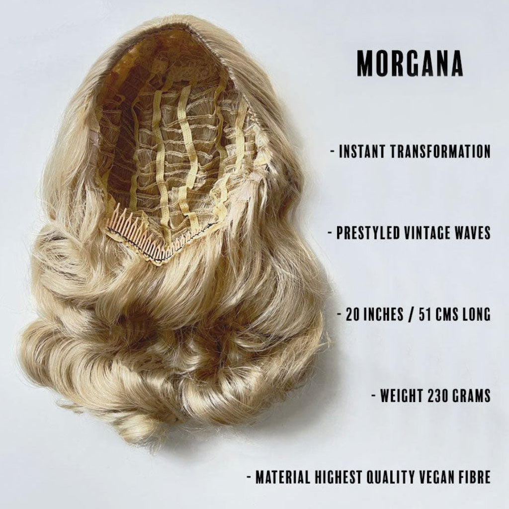 1950s style half wig hairpiece with beautiful waves: Morgana blonde 613T24