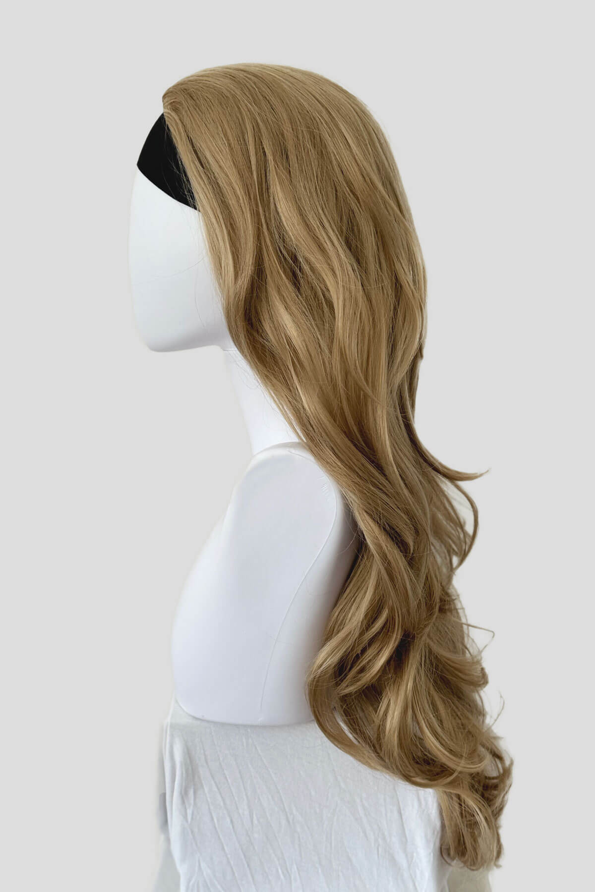 Long blonde half wig hairpiece (3/4 wig) loose curls: Frankii blonde 24H613