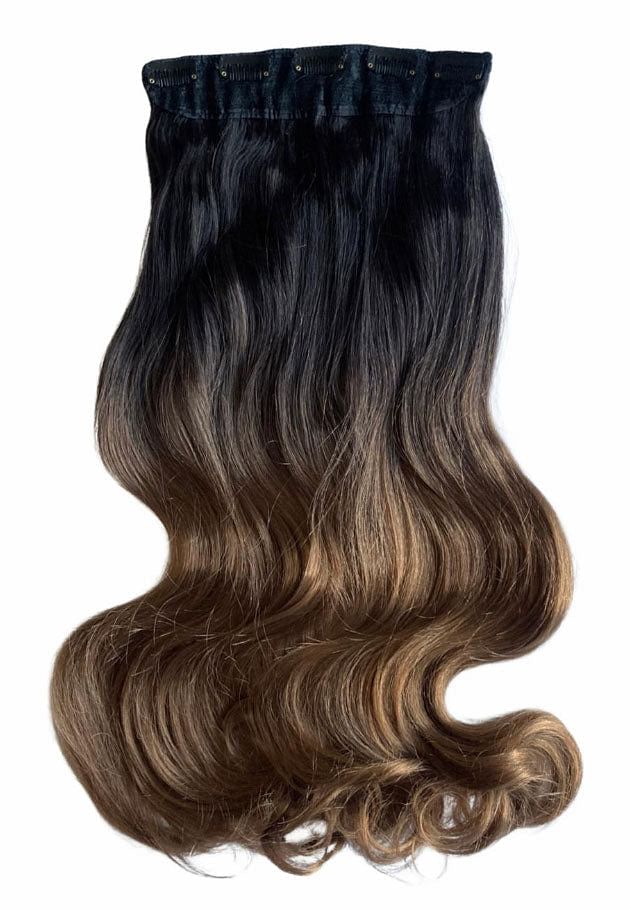 1 piece, wavy, synthetic hair extension, 20", 200g dark brown to light brown ombre 4TN27