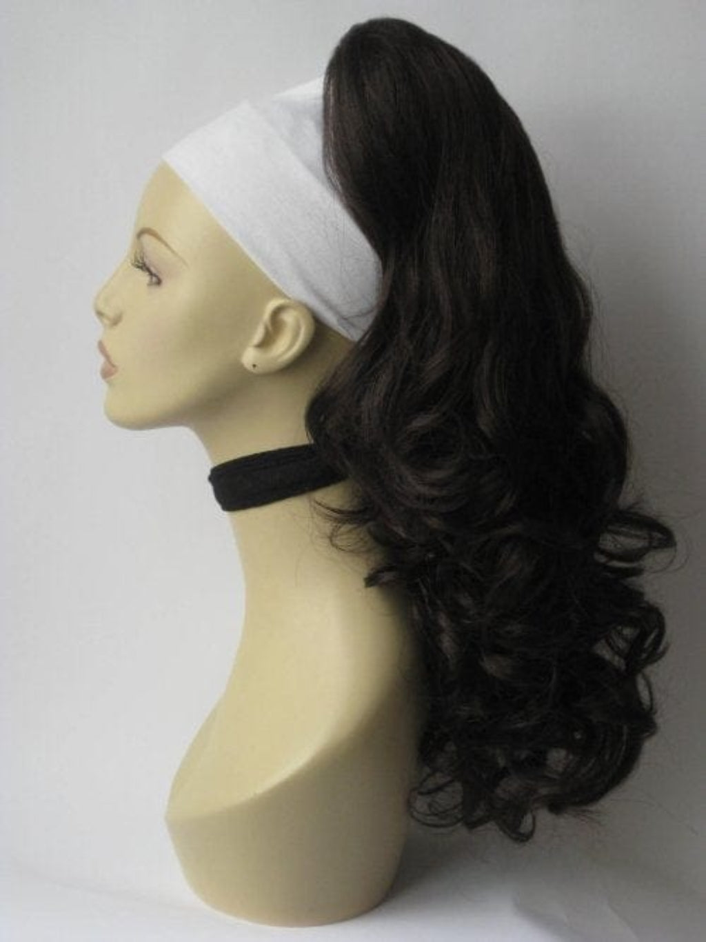 Long wavy ponytail hairpiece extension: Tiffany dark brown 6