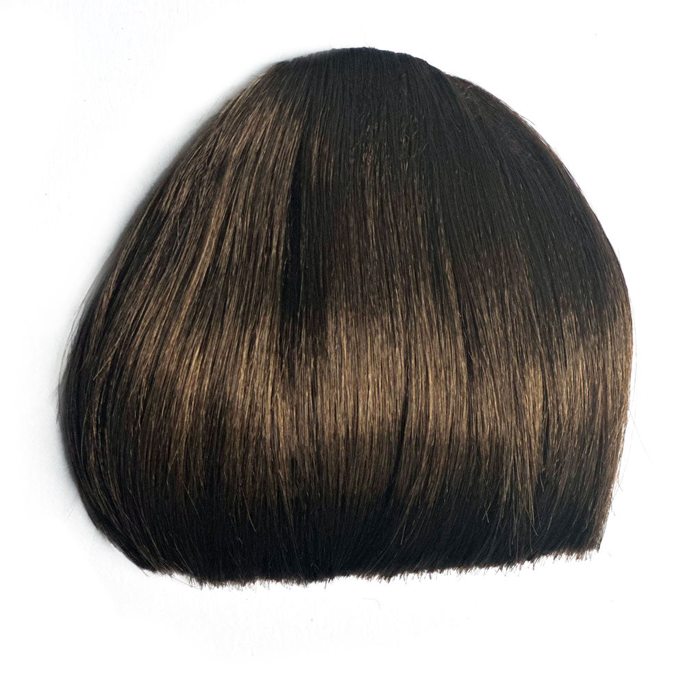 Clip-in fringe hairpiece/clip-in bangs, thick, straight retro rockabilly style: Ida mocha brown 10
