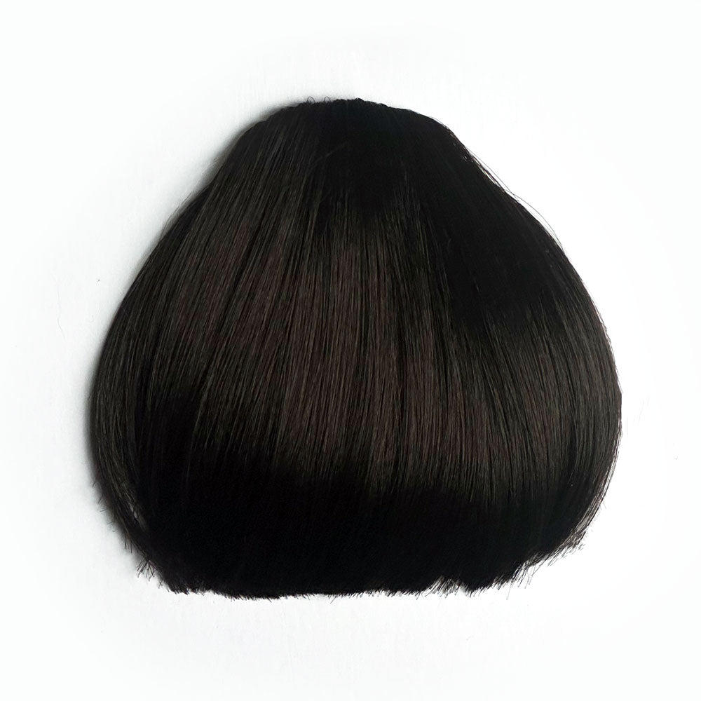 Clip-in fringe hairpiece/clip-in bangs, thick, straight retro rockabilly style: Ida dark brown 4