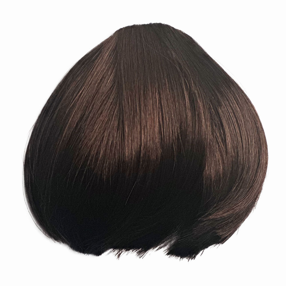 Clip-in fringe hairpiece/clip-in bangs, thick, straight retro rockabilly style: Ida chestnut brown 8