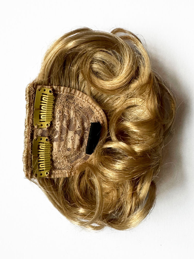 Curly 1940s style clip-in fringe hairpiece/clip-in bangs: Bunny blonde 613T24