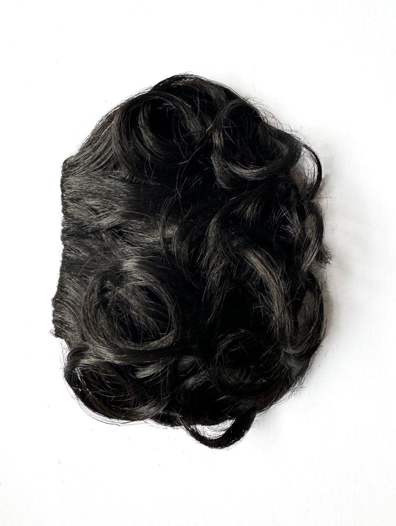 Curly 1940s style clip-in fringe hairpiece/clip-in bangs: Bunny black 1B