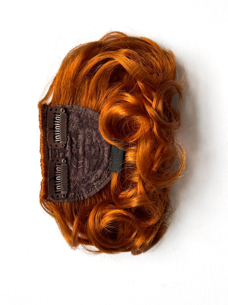 Curly 1940s style clip-in fringe hairpiece/clip-in bangs: Bunny ginger