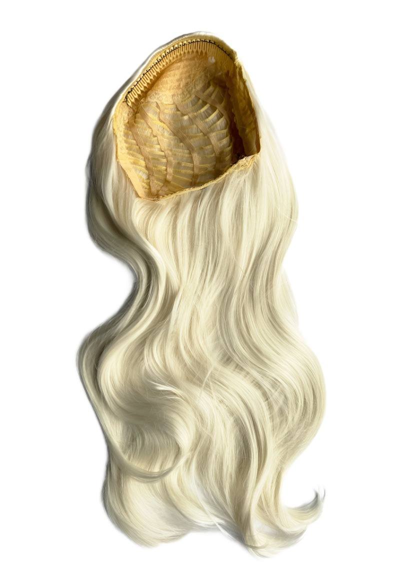 Heat styleable half wig hairpiece, long wavy, Flexihair: Antoinette platinum blonde 1001