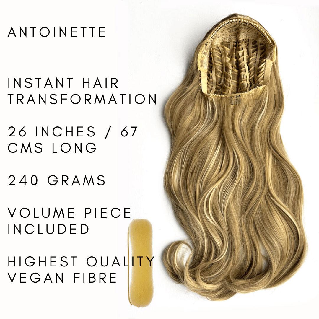 Heat styleable half wig hairpiece, long wavy, Flexihair: Antoinette platinum blonde 1001 info