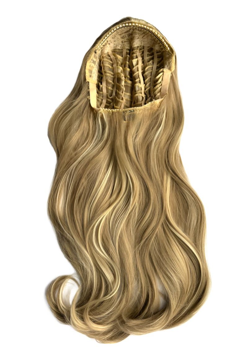 Heat styleable half wig hairpiece, long wavy, Flexihair: Antoinette blonde 24H613