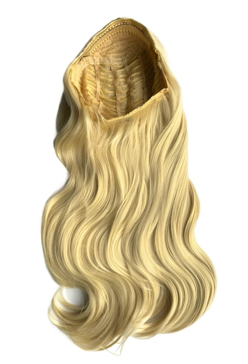 Heat styleable half wig hairpiece, long wavy, Flexihair: Antoinette creamy blonde 613