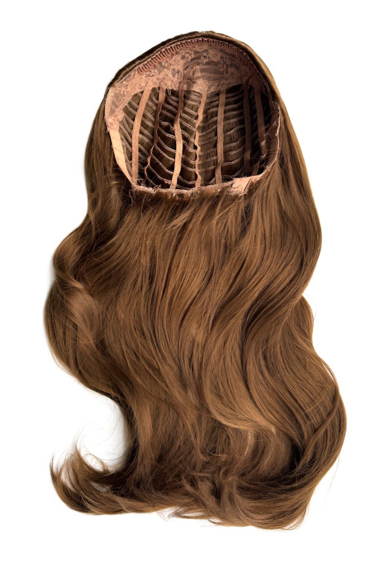 Heat styleable half wig hairpiece, long wavy, Flexihair: Antoinette light brown 12