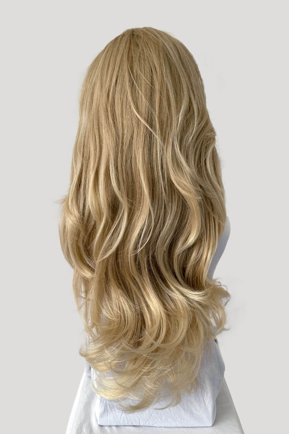Long blonde half wig hairpiece (3/4 wig) loose curls: Frankii blonde 613T24