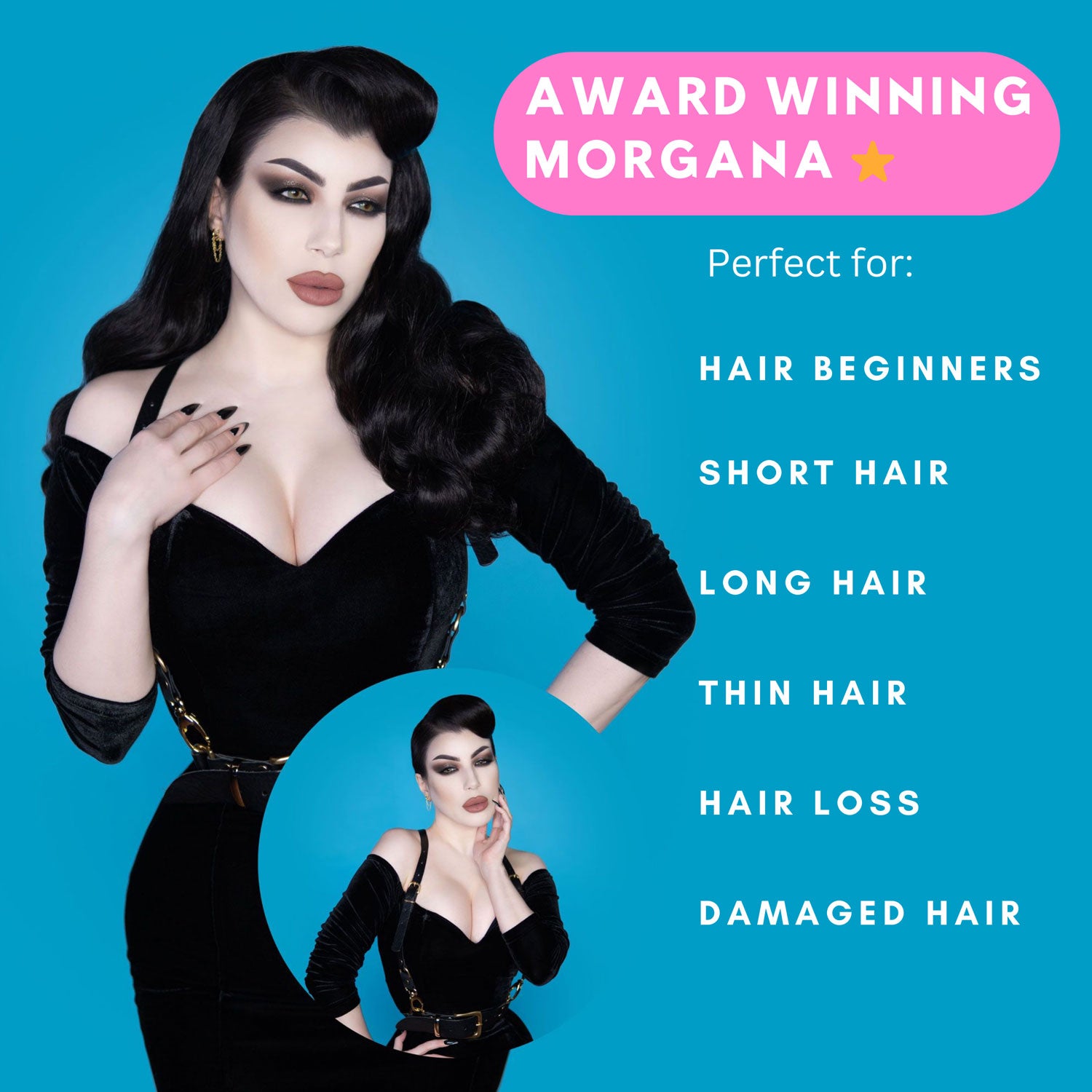 1950s style half wig hairpiece with beautiful waves: Morgana