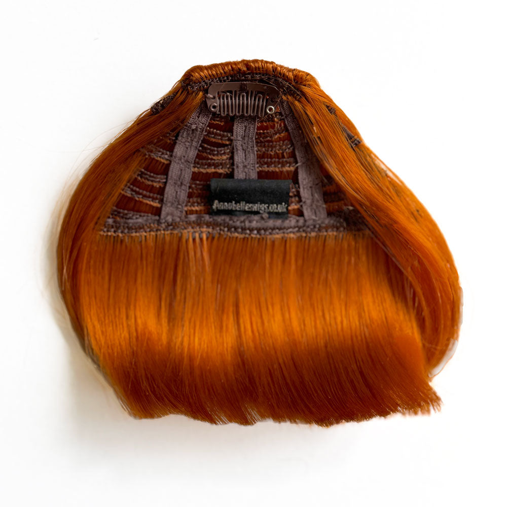 Clip-in fringe hairpiece/clip-in micro-bangs, thick, straight retro rockabilly style: Ida ginger