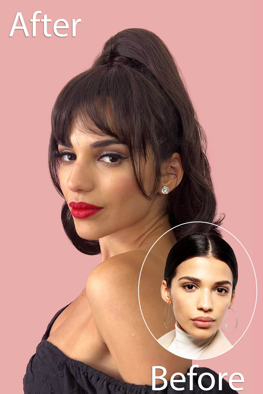 Clip in fringe hairpiece/clip-in bangs, gently feathered with face framing whisps: Delia copper red 130