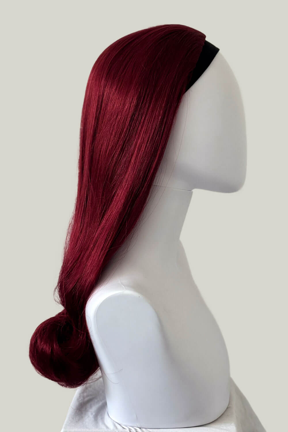 1960s Retro high crown, half wig hairpiece, long with hair flip: Priscilla cherry red 39