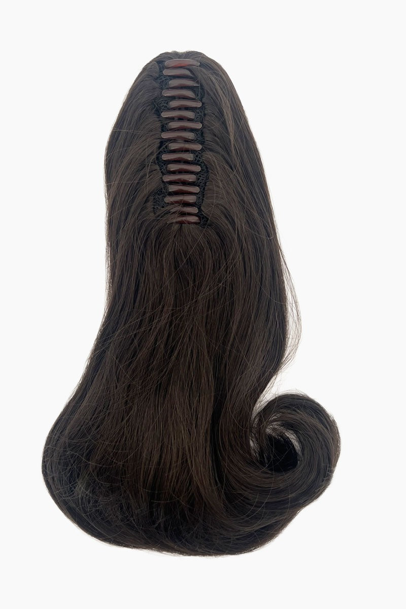 Ponytail hairpiece, shoulder length with flick/flip, retro 1960s style: Ariana dark brown 4