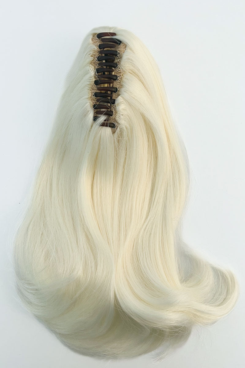 Ponytail hairpiece, shoulder length with flick/flip, retro 1960s style: Ariana Platinum blonde 1001