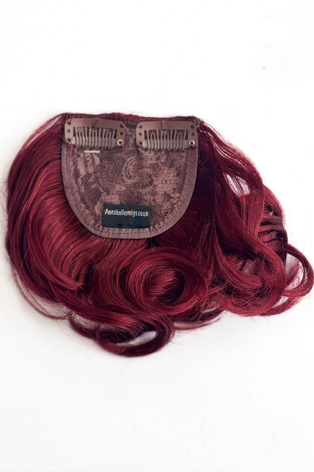 Curly 1940s style clip-in fringe hairpiece/clip-in bangs: Bunny cherry red 39