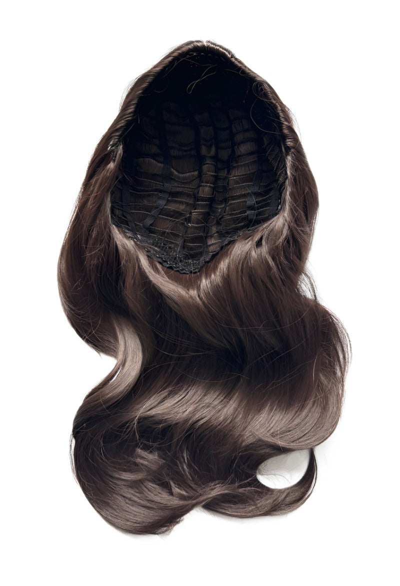 Half wig hairpiece, long and wavy, Flexihair (Heat styleable) and volume ring for high crown: Sharon brown 6
