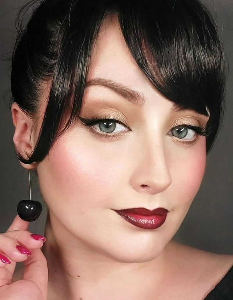 Clip in fringe hairpiece/clip-in bangs, gently feathered with face framing whisps: Delia dark brown 4