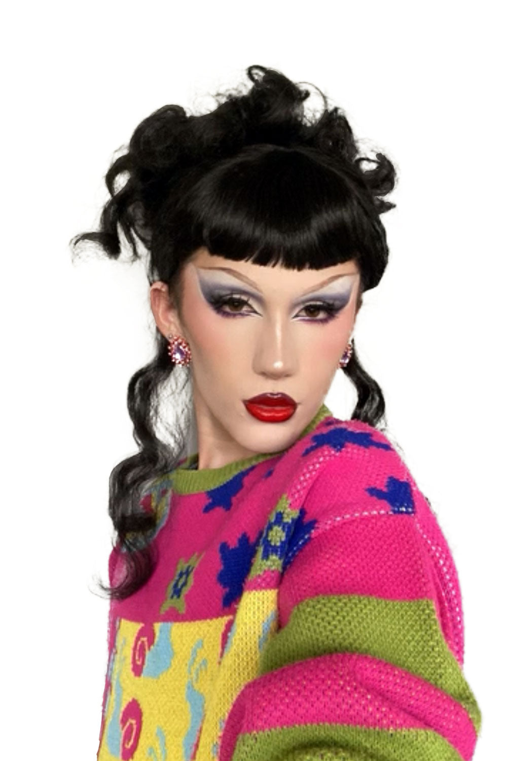 Clip-in fringe hairpiece/clip-in bangs, thick, straight retro rockabilly style: Ida dark brown 4