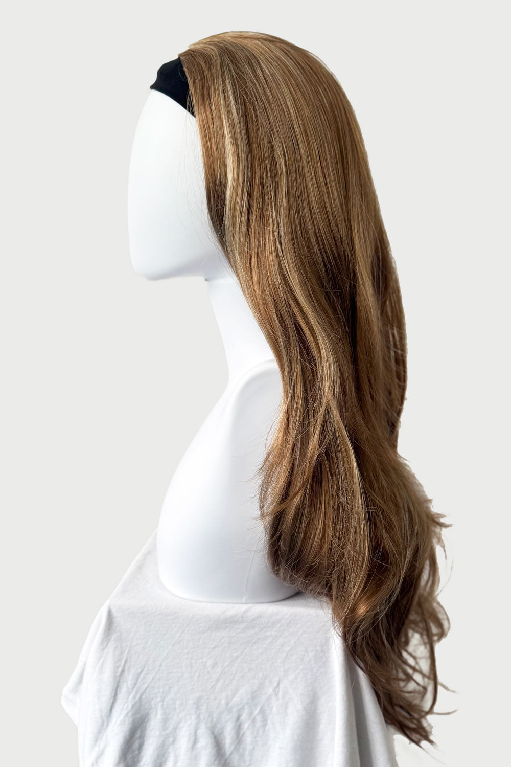 Light brown half wig with blonde highlights & loose waves: May 27H613
