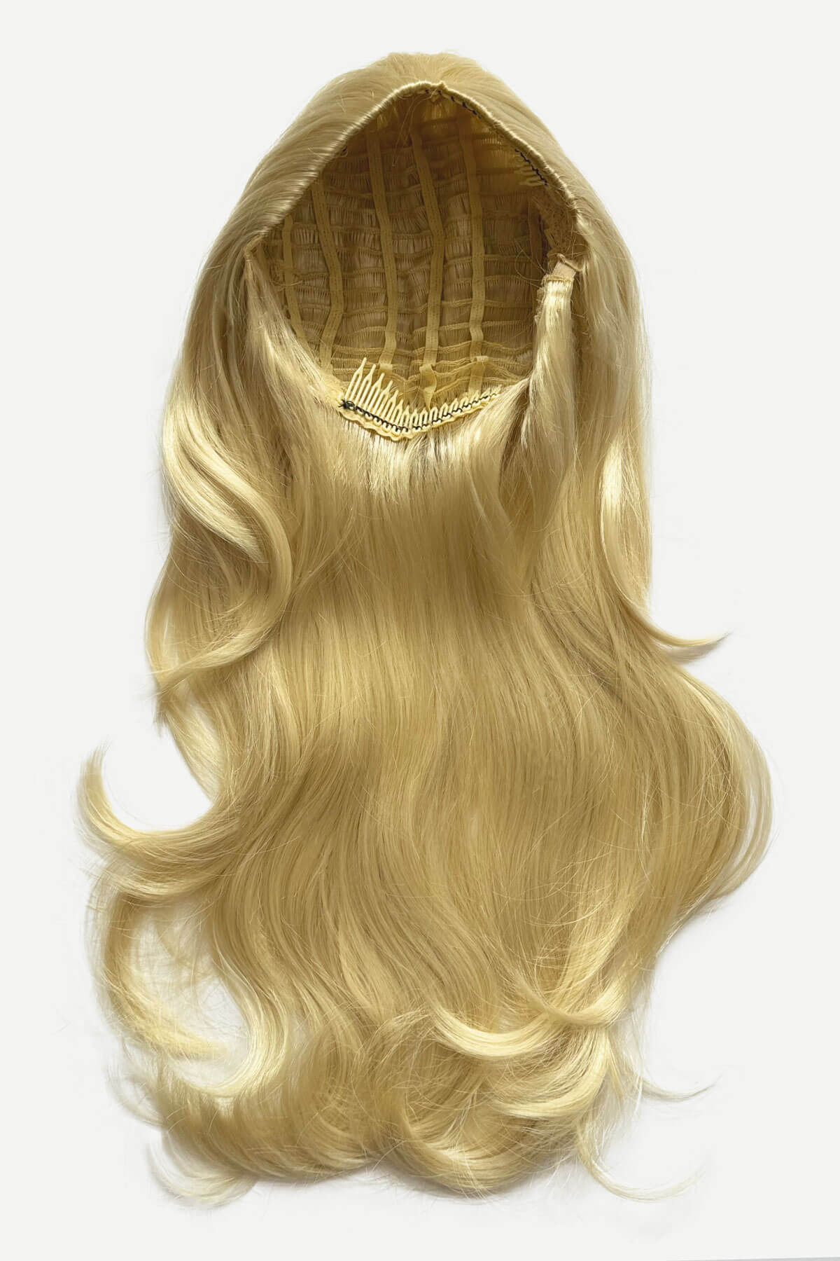 Long blonde half wig hairpiece (3/4 wig) loose curls: Frankii creamy blonde 613