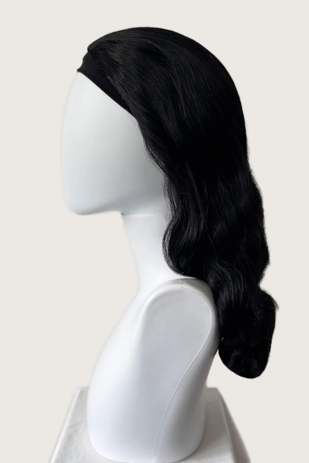 1950s style half wig hairpiece with beautiful waves: Morgana jet black 1