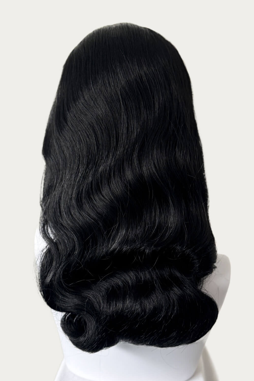 1950s style half wig hairpiece with beautiful waves: Morgana jet black 1