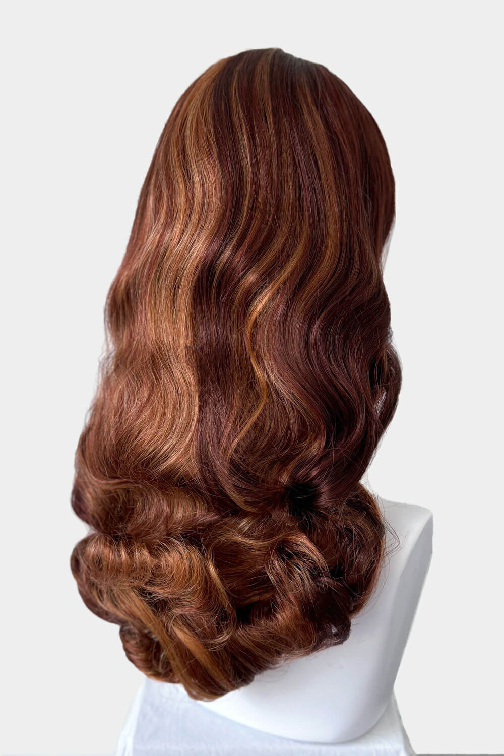 1950s style half wig hairpiece with beautiful waves: Morgana auburn BO