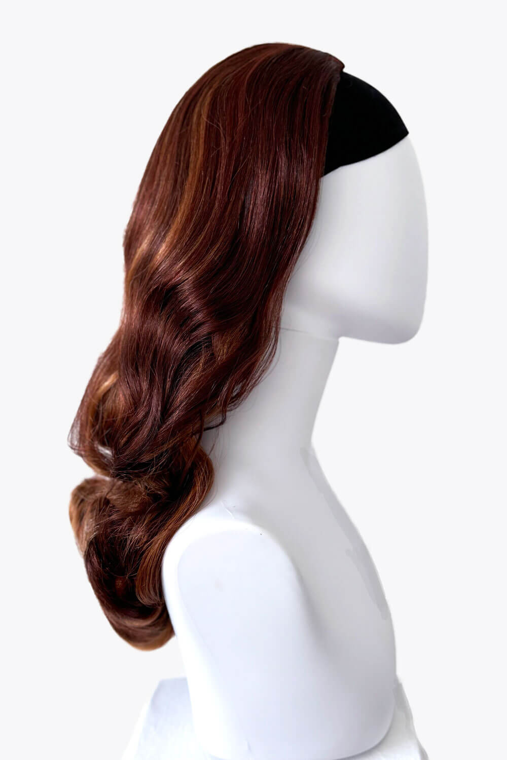 1950s style half wig hairpiece with beautiful waves: Morgana auburn BO