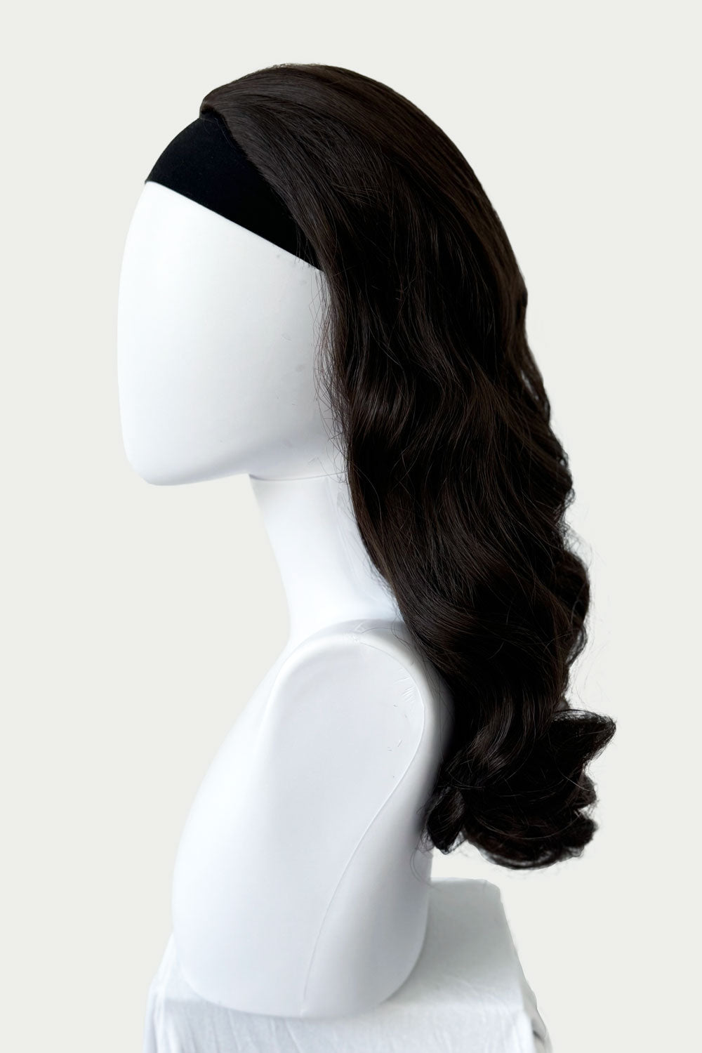 1950s style half wig hairpiece with beautiful waves: Morgana dark brown 6