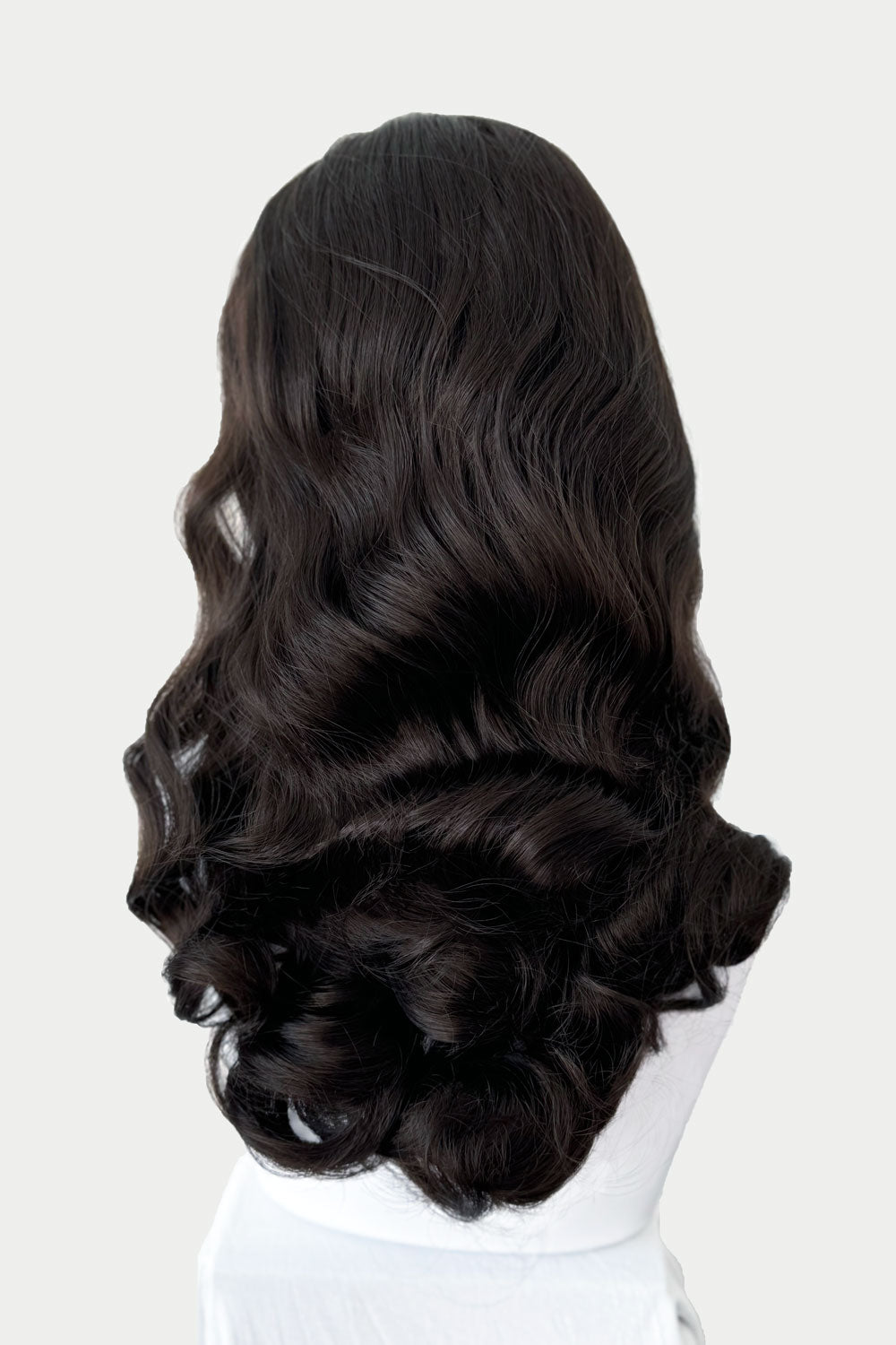 1950s style half wig hairpiece with beautiful waves: Morgana dark brown 6