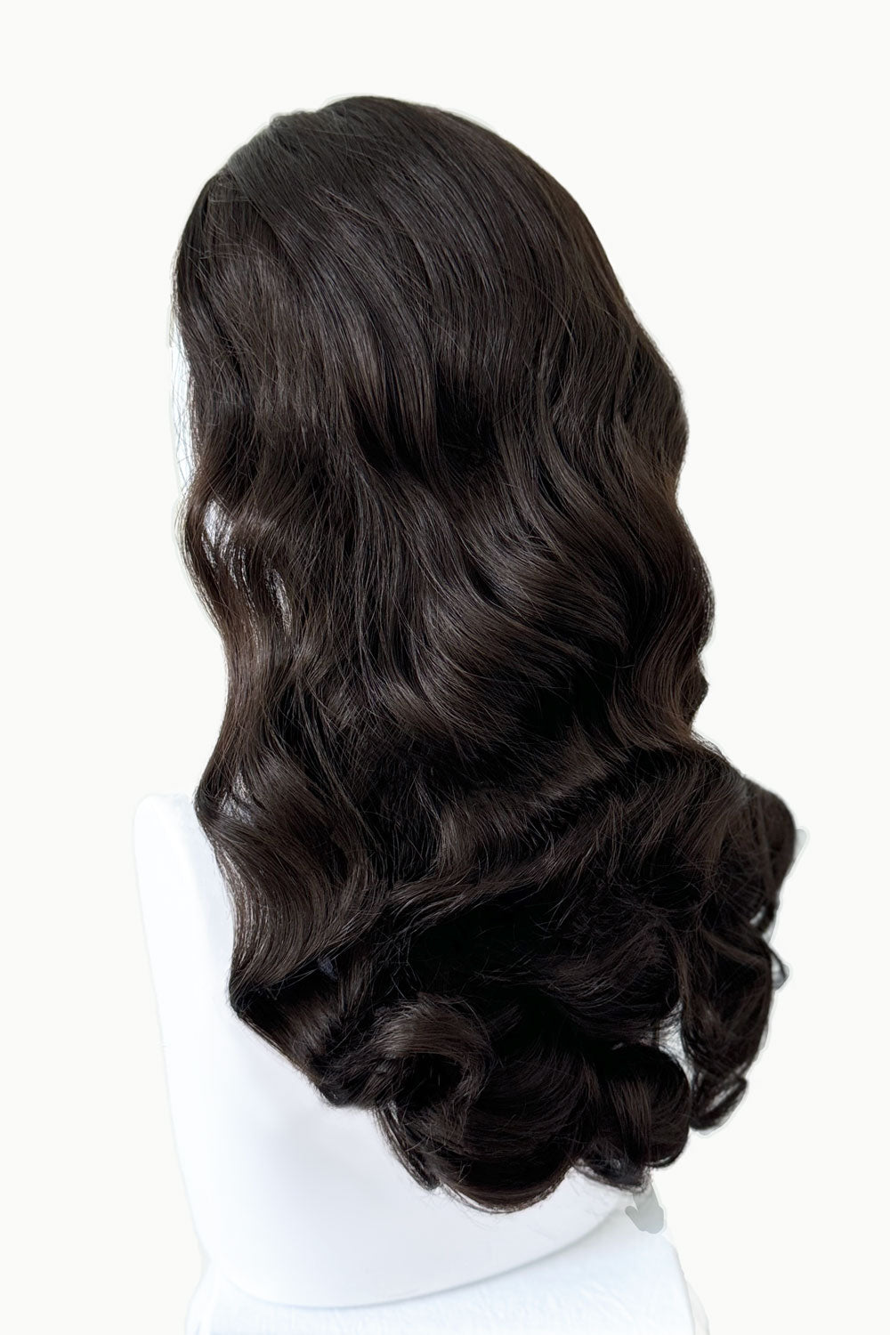 1950s style half wig hairpiece with beautiful waves: Morgana dark brown 6