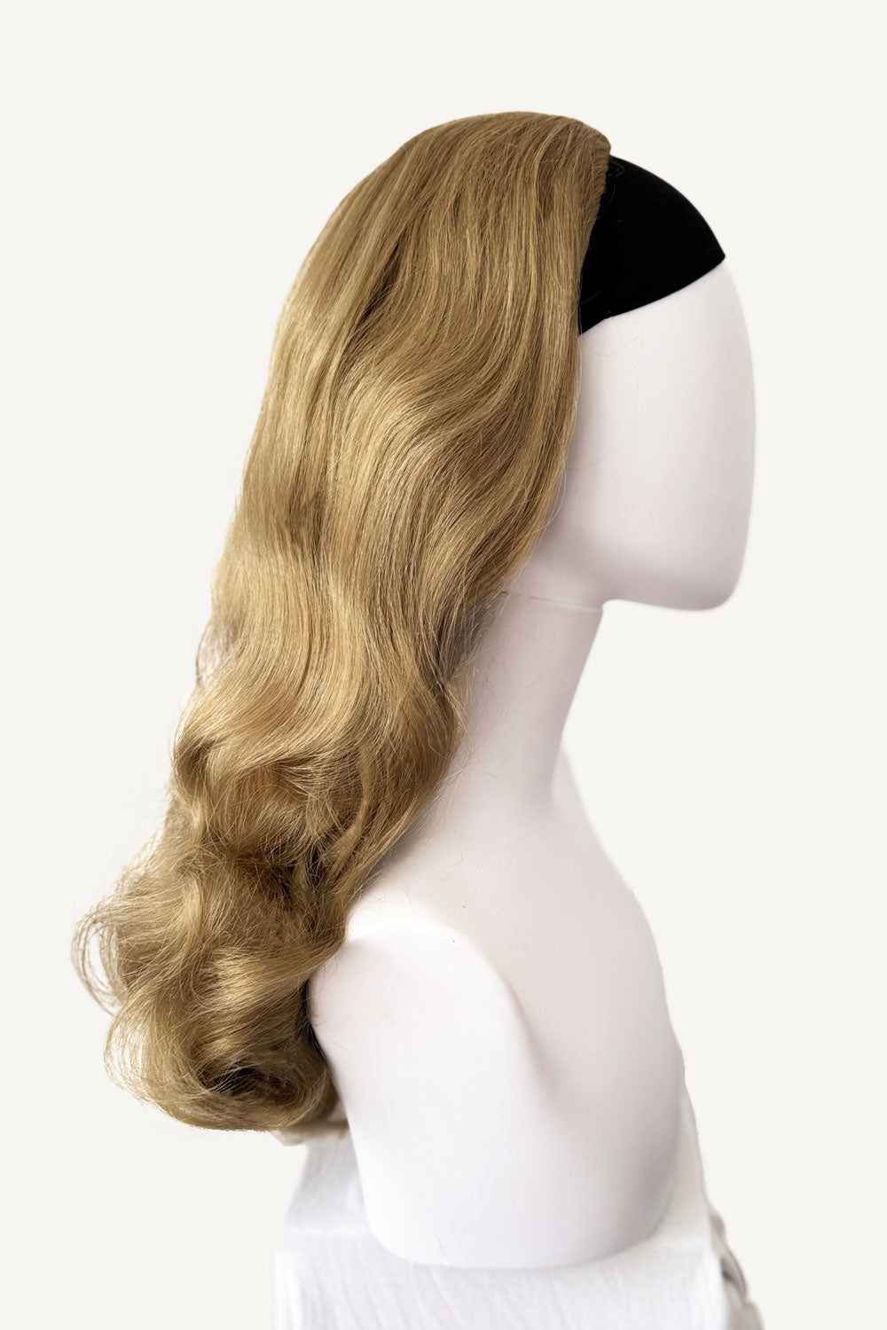 1950s style half wig hairpiece with beautiful waves: Morgana blonde 24H613