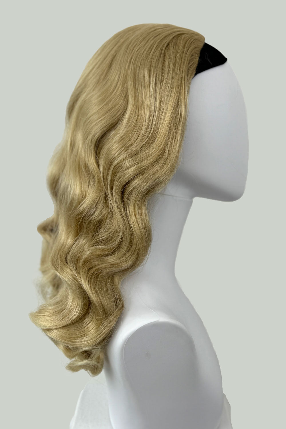 1950s style half wig hairpiece with beautiful waves: Morgana blonde 613T24