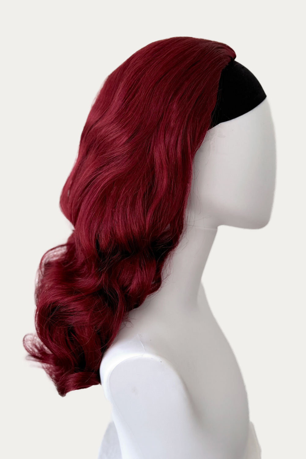 1950s style half wig hairpiece with beautiful waves: Morgana red 39