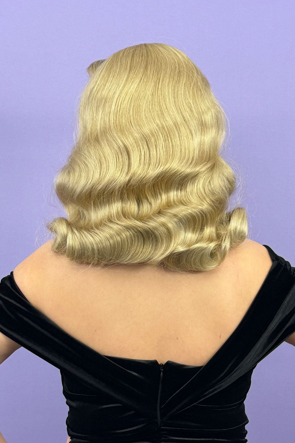 1950s style half wig hairpiece with deep finger waves: Deborah blonde 613T24